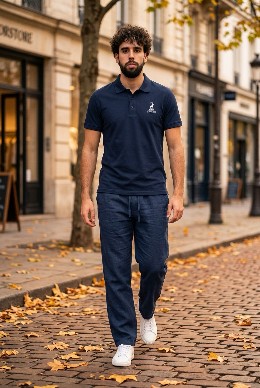 Leinenhosen Navy Blau